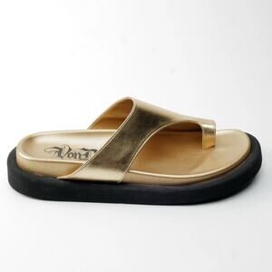 Kat Von D size 8 Poe Toe Wrap Loop Sandals - Metallic Gold Vegan Leather